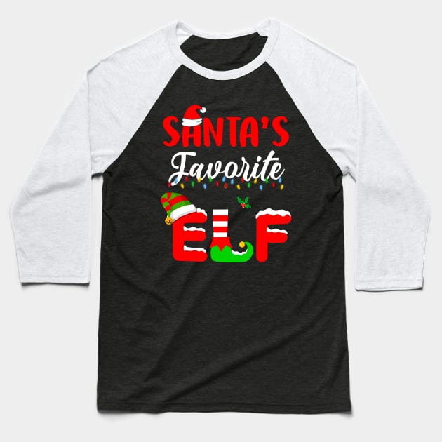 Funny Santa's Favorite Elf Squad Christmas Pajama Matching Baseball T-Shirt by _So who go sayit_